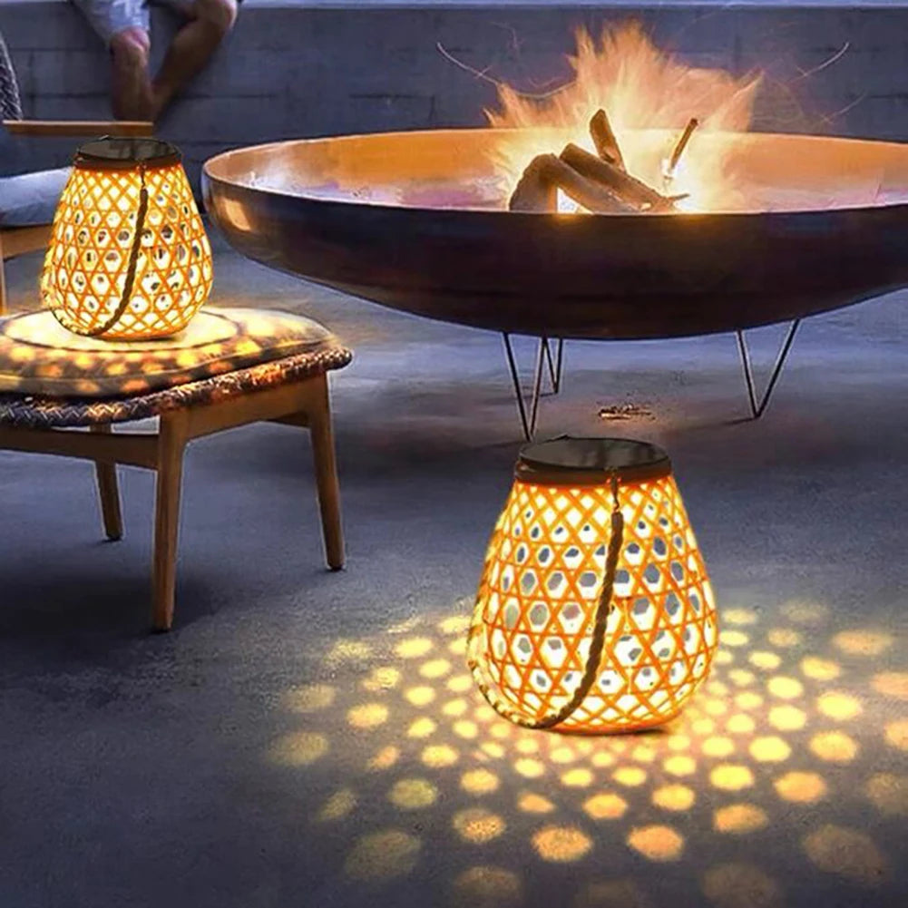 Solar-Powered Bamboo Lantern Lights | Outdoor Lighting | Waterproof | Garden Decor | Patio Lights