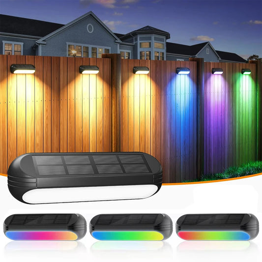 Solar-Powered LED Fence Lights | RGB Color Changing | Outdoor Lighting | Waterproof | Garden Decor