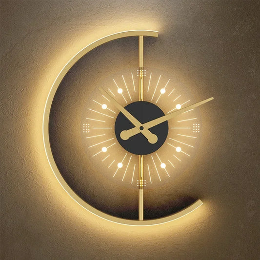 "Modern LED Wall Lamp Clock Sconce – Stylish Lighting & Timepiece for Bedroom, Living Room & More"