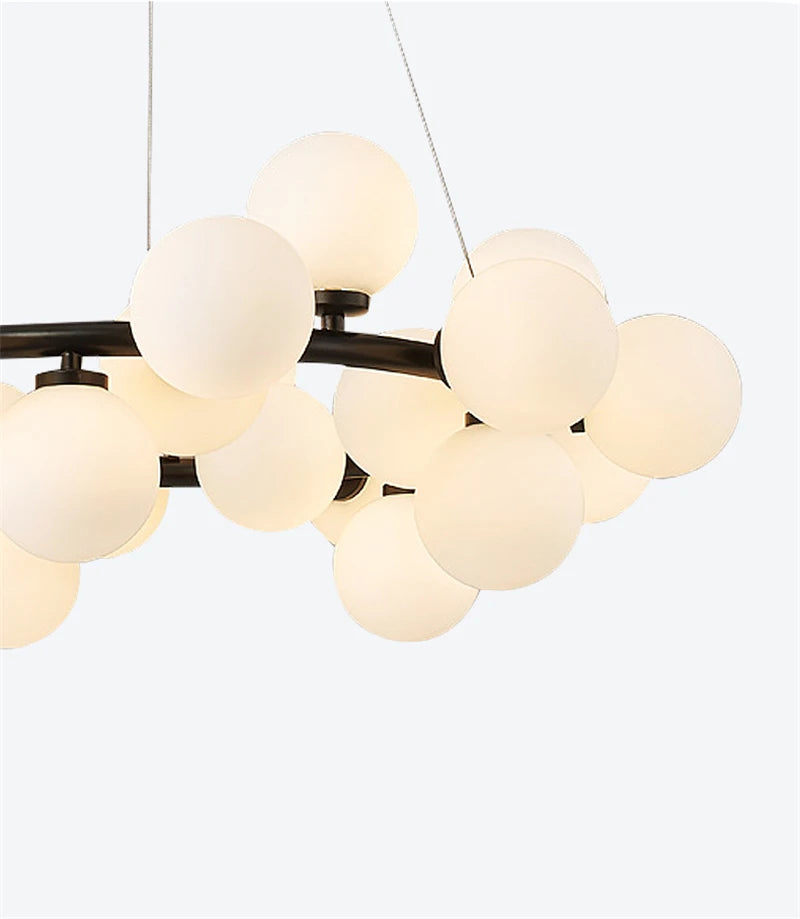 "Nordic Glass Ball LED Chandelier – Modern Pendant Light for Home Decor"