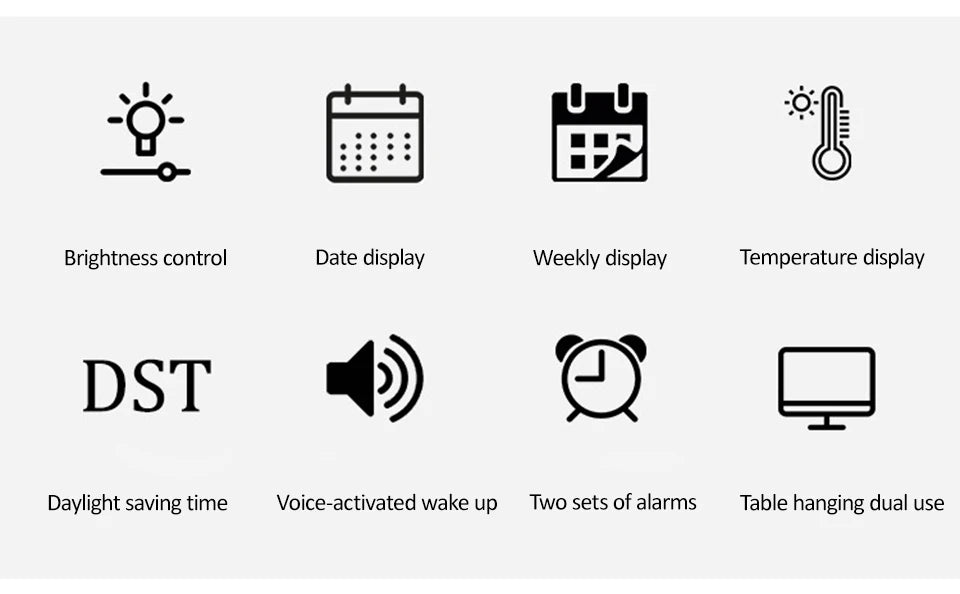 Voice-Activated Digital Wall Clock | Dual Alarms | Temperature Display | Customizable Colors | Bedroom Decor