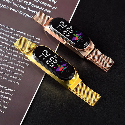 Women's Water-Resistant Watch | Stainless Steel | LED Display | Magnetic Buckle | Stylish Accessory