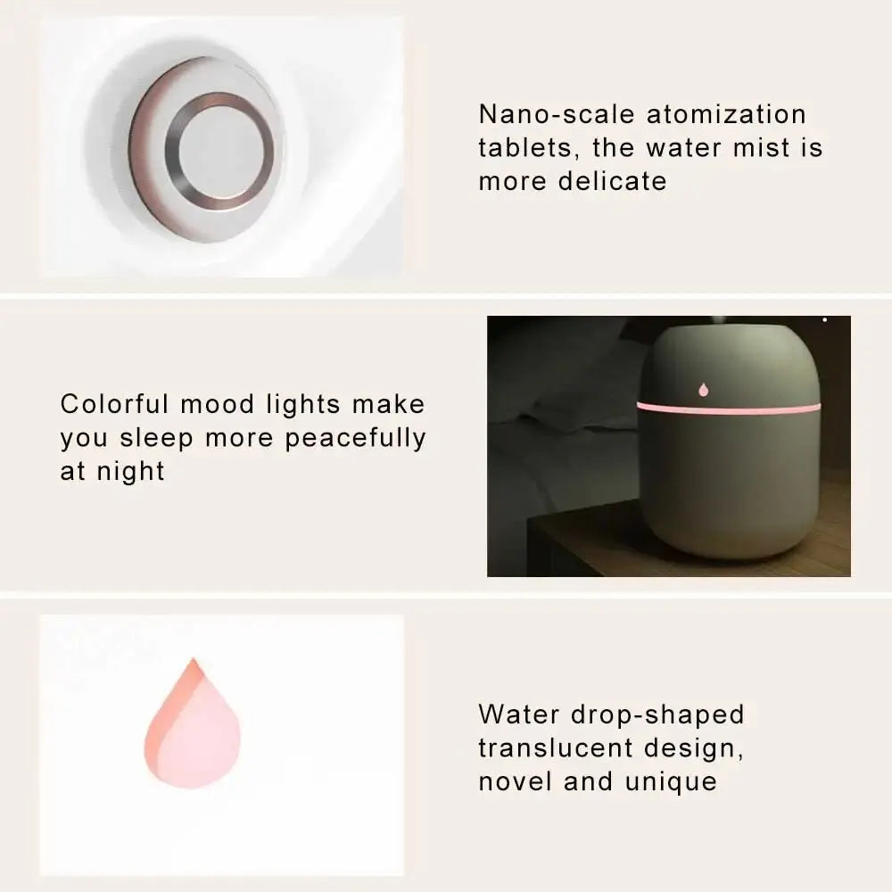 "Mini Portable Water Drop Air Humidifier – USB Desktop Silent Atomizer for Home & Office"