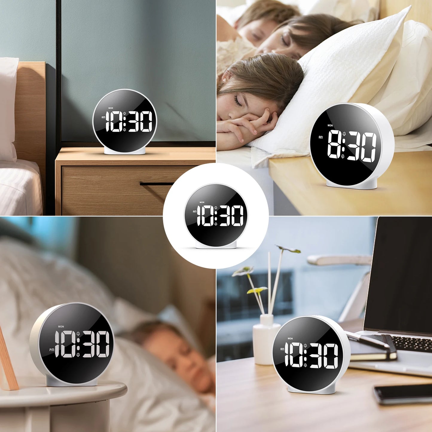 "ORIA Digital Alarm LED Table Clock – USB Snooze Night Light for Home Decor"