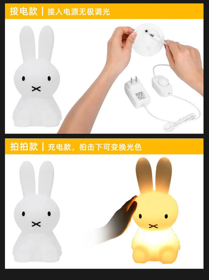 "Creative Rabbit Bears Nightlight – Rechargeable Bedside Lamp for Children’s Bedrooms"