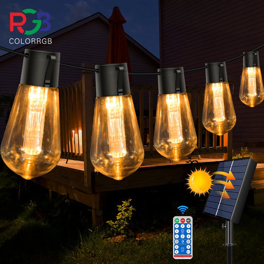 Solar String Lights | Outdoor Lighting | Remote Control | Waterproof | Shatterproof Bulbs