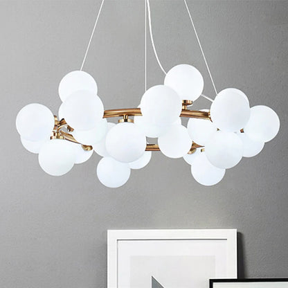 "Nordic Glass Ball LED Chandelier – Modern Pendant Light for Home Decor"