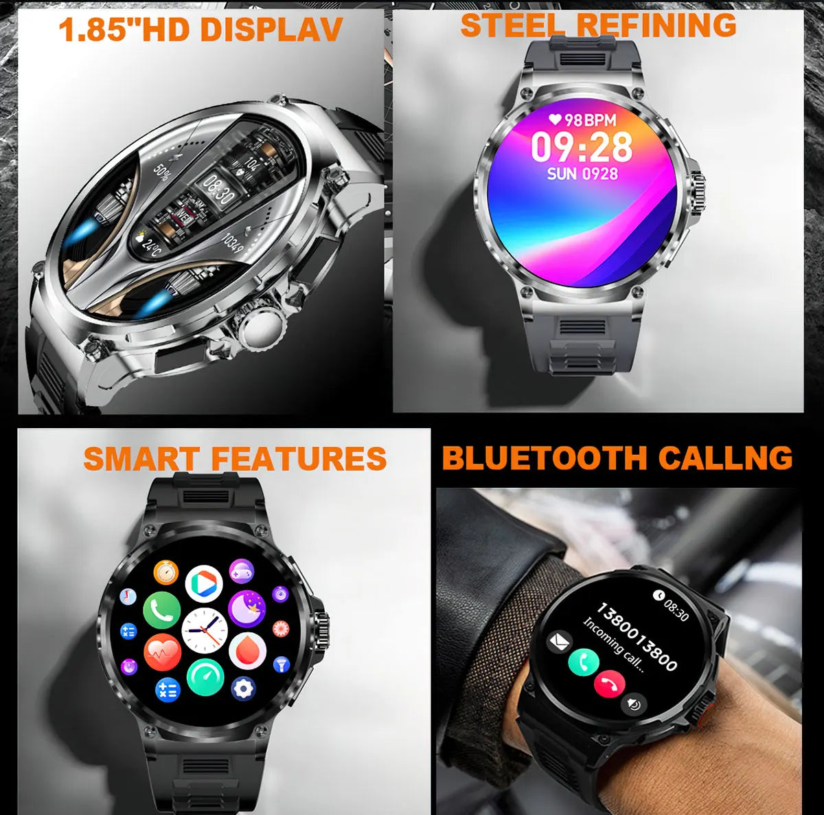 Smart Watch Men 1.85-Inch Ultra HD AMOLED Screen 710 Mah Battery Bluetooth Call SmartWatch For Huawei Xiaomi