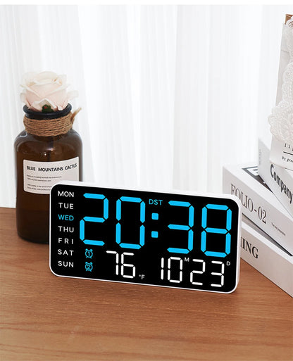 Voice-Activated Digital Wall Clock | Dual Alarms | Temperature Display | Customizable Colors | Bedroom Decor