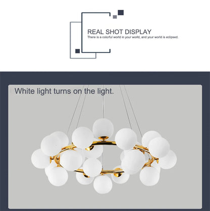 "Nordic Glass Ball LED Chandelier – Modern Pendant Light for Home Decor"