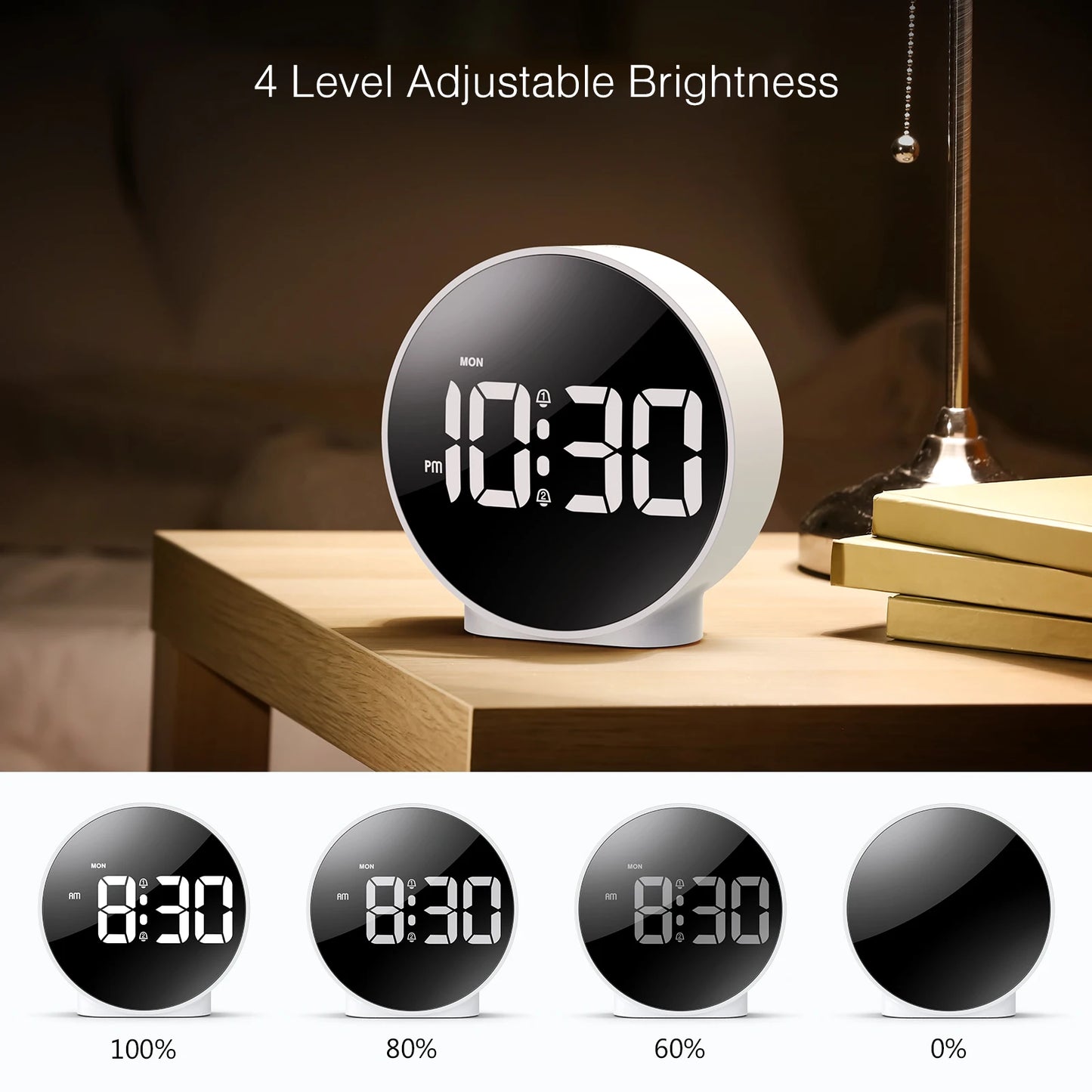 "ORIA Digital Alarm LED Table Clock – USB Snooze Night Light for Home Decor"