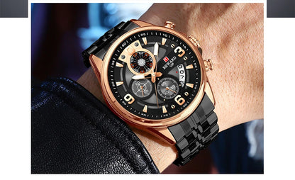 Luxury Men's Chronograph Watch | Stainless Steel | Waterproof | Luminous Display | Stylish Accessory