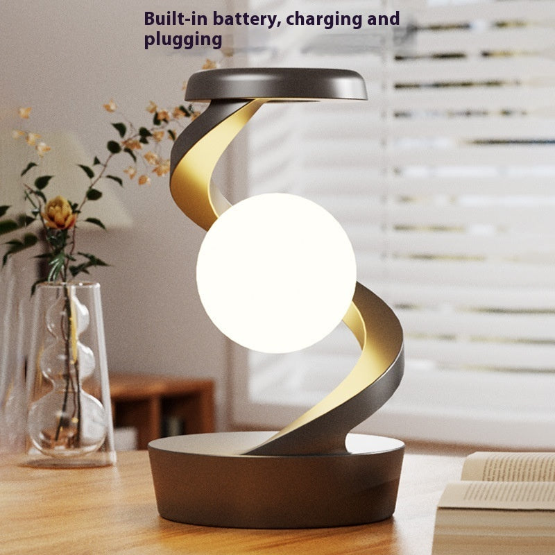 Rotating Moon Desk Lamp with Wireless Charging | Modern Touch-Control LED Night Light for Home Decor