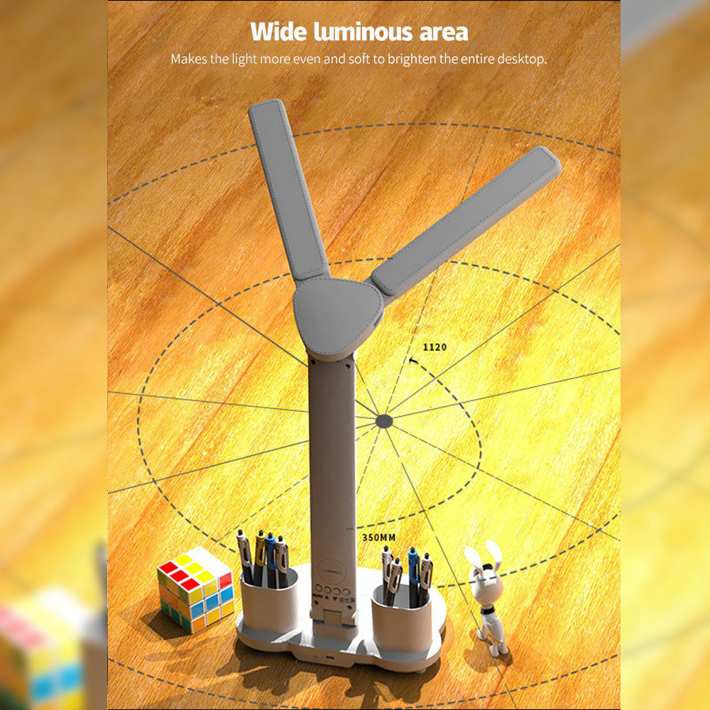 LED Desk Lamp with Calendar, USB Charging, Touch Control, and Pen Holder - OptiChoice