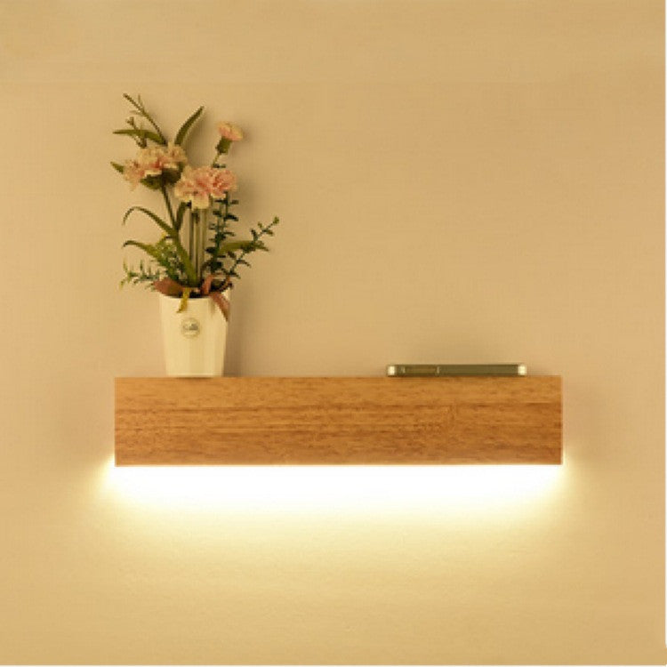 Nordic Creative Wall Lamp â€“ Modern Bedside Bedroom Lighting with LED and Wooden Shade