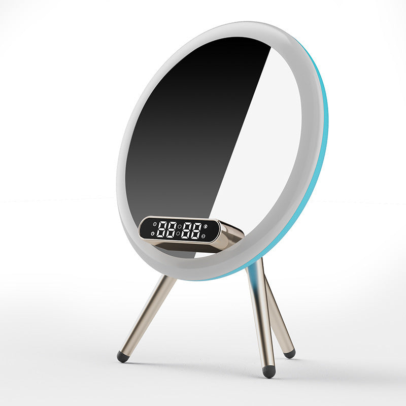 New Multi-functional LED Mirror Alarm Clock Wireless Charger Digital Clock Time USB Table Clock