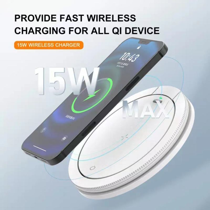 2-in-1 Wireless Charging LED Night Light with Adjustable Stand and Foldable Design