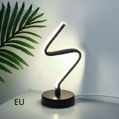 Modern Spiral LED Desk Lamp - Minimalist Iron Bedside Light with Warm & White Lighting Options