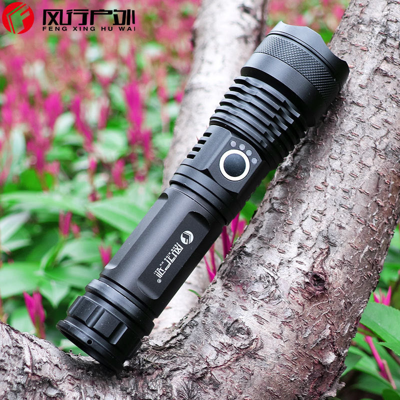 Bright Long-Range Zoom Flashlight with Rechargeable Battery Display