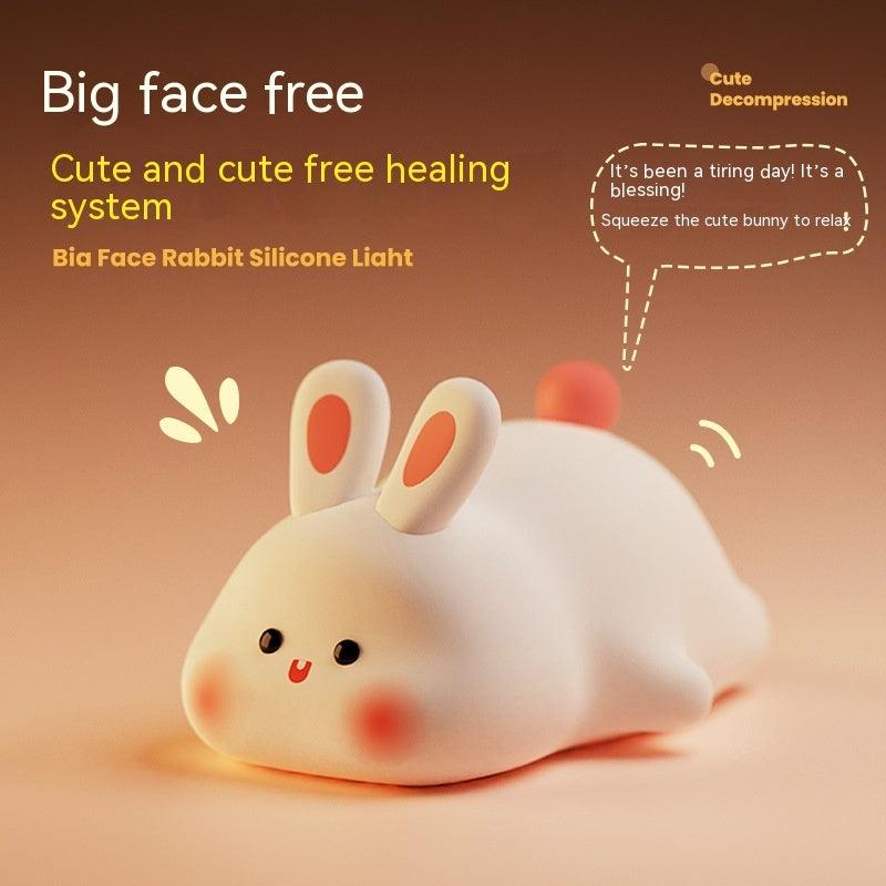 Big Face Rabbit Silicone LED Night Light â€“ Soft, Dimmable