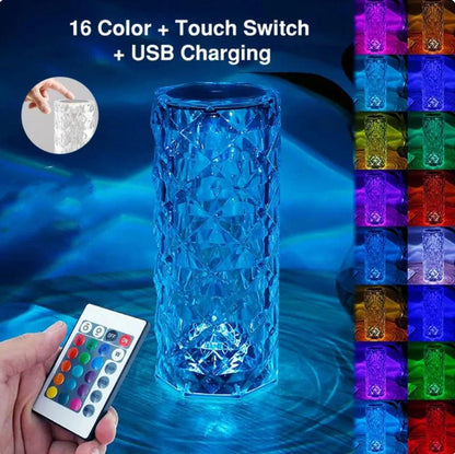 16-Colors Crystal Rose LED Table Lamp - OptiChoice