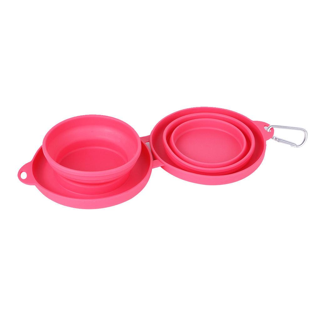 Pet Outdoor Folding Double Bowl â€“ Collapsible Silicone Food and Water Bowls with Non-Skid Mat - OptiChoice