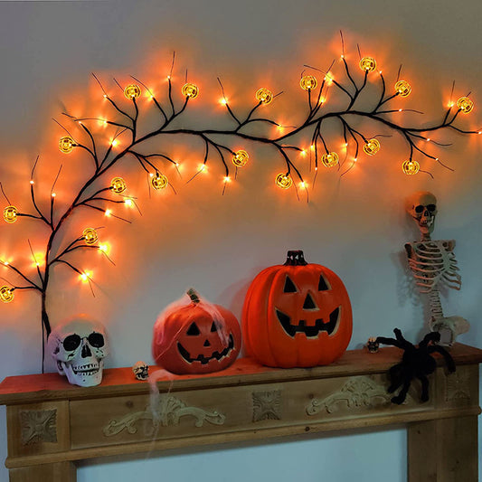 Halloween LED Willow Vine String Light â€“ Cool Cartoon Bat & Pumpkin Decorations for Indoor & Outdoor Party - OptiChoice