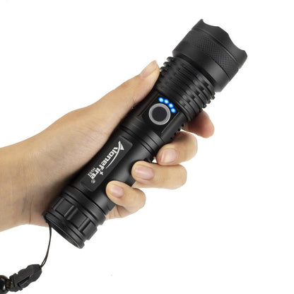 Bright Long-Range Zoom Flashlight with Rechargeable Battery Display