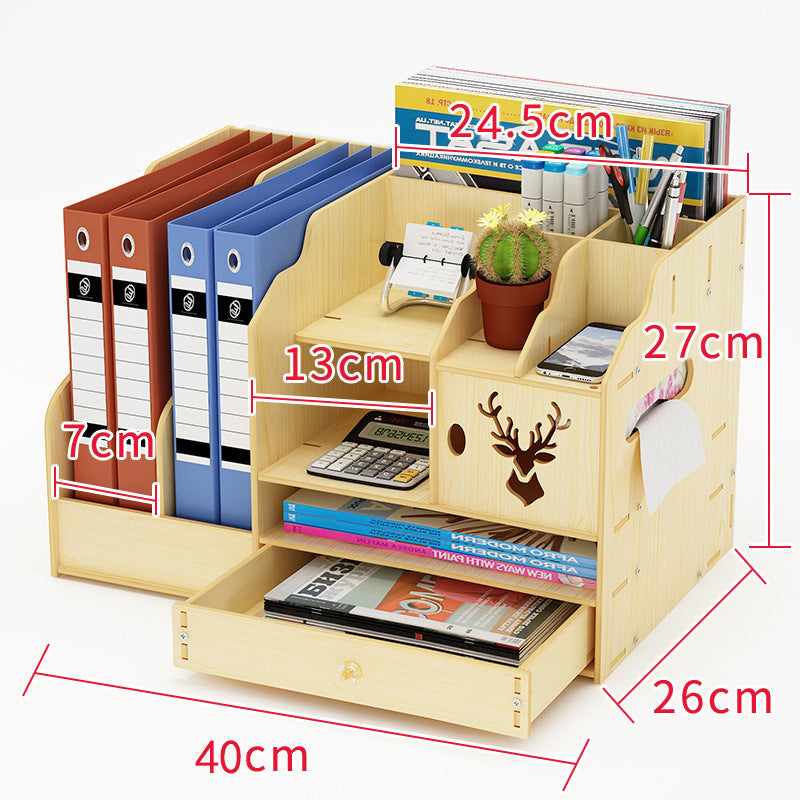 Large Wooden Desktop Shelf | Foldable | Punch-Free | Multi-Purpose | Office Storage