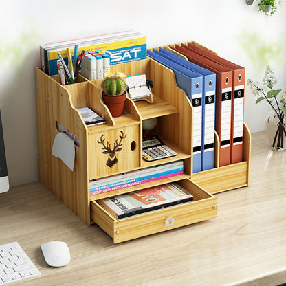 Large Wooden Desktop Shelf | Foldable | Punch-Free | Multi-Purpose | Office Storage