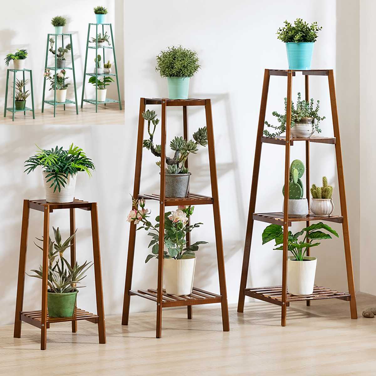 Modern Minimalist Flower Stand | Bamboo | Outdoor | Durable | Adjustable | Home Decor