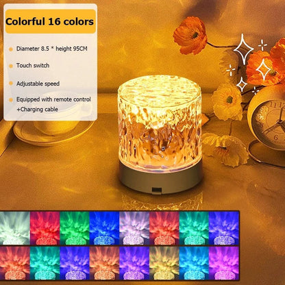 Crystal Lamp Water Ripple Projector Night Light with Remote Control - OptiChoice