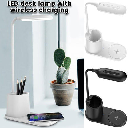 Multifunctional Mobile Phone Wireless Charging & Pen Holder LED Table Lamp â€“ Modern Minimalist Design - OptiChoice