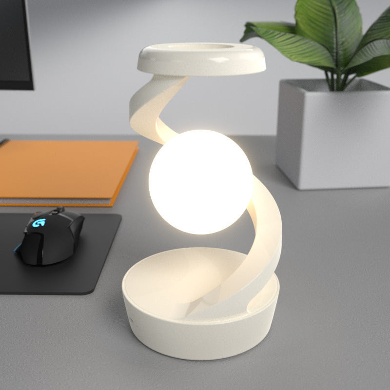 Rotating Moon Desk Lamp with Wireless Charging | Modern Touch-Control LED Night Light for Home Decor