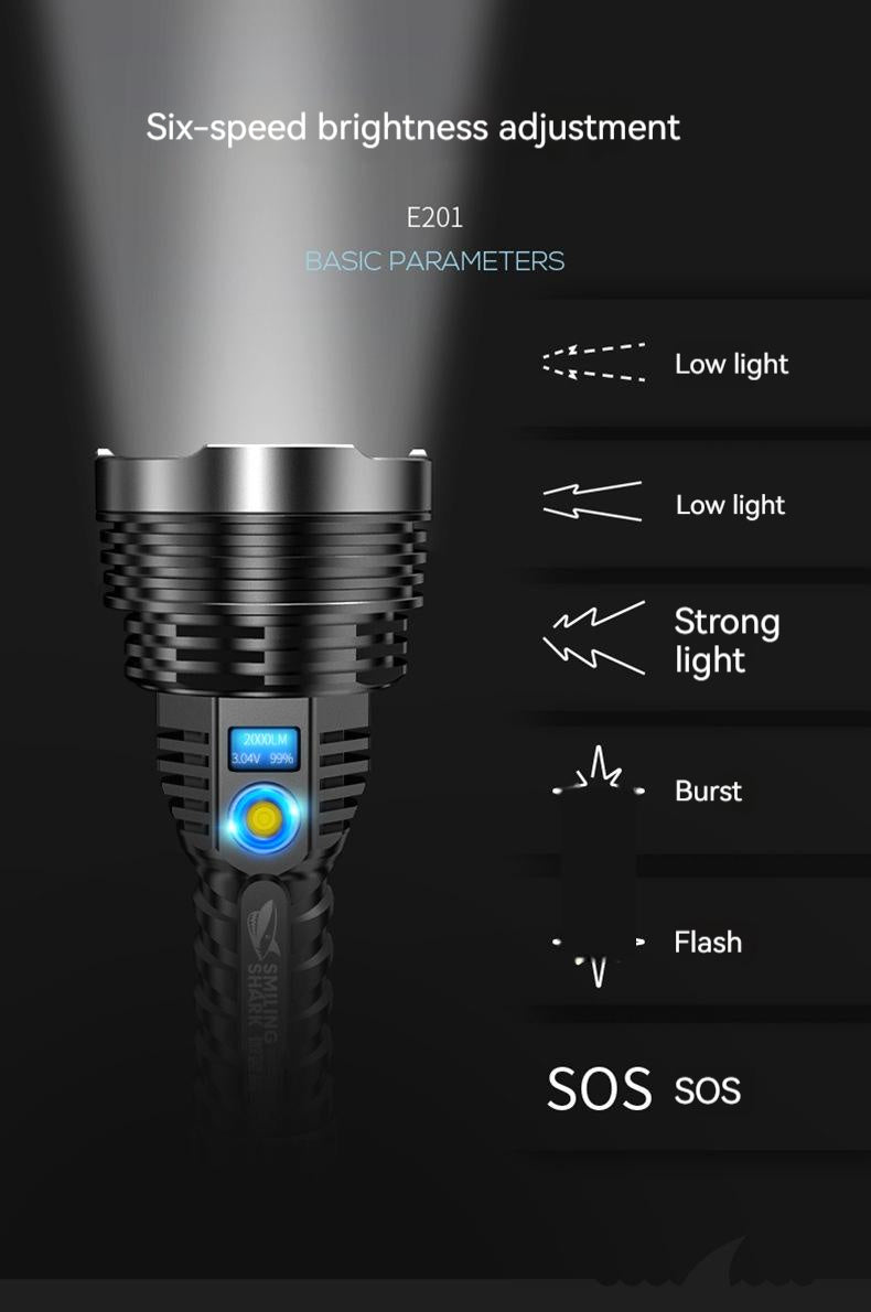 Smooth Cup Long Shot Rechargeable Flashlight â€“ Waterproof, High-Power, Ideal for Camping & Cave Search