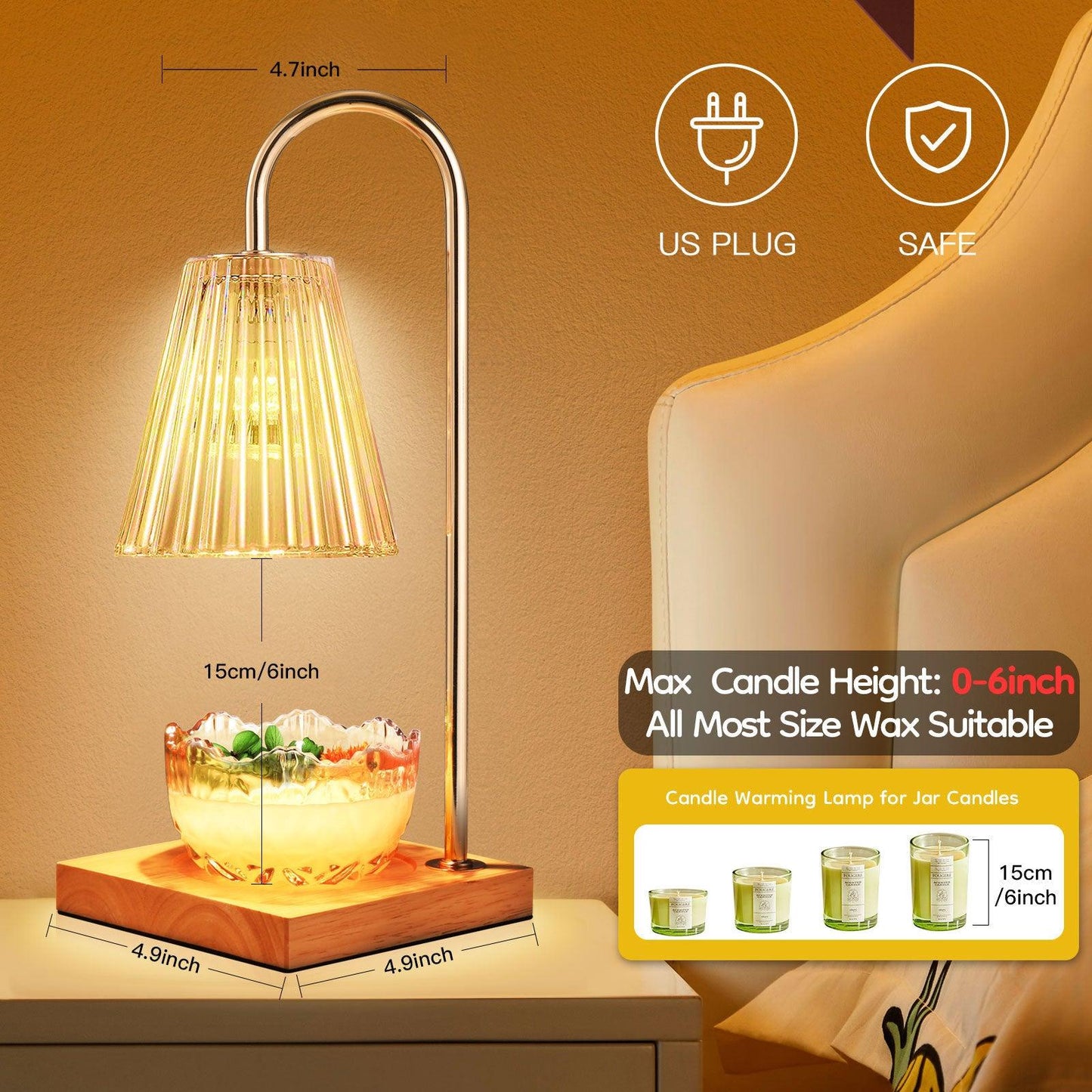 Home Fashion Aromatherapy Lamp - Elegant Glass & Wood Design for Relaxing Ambiance - OptiChoice