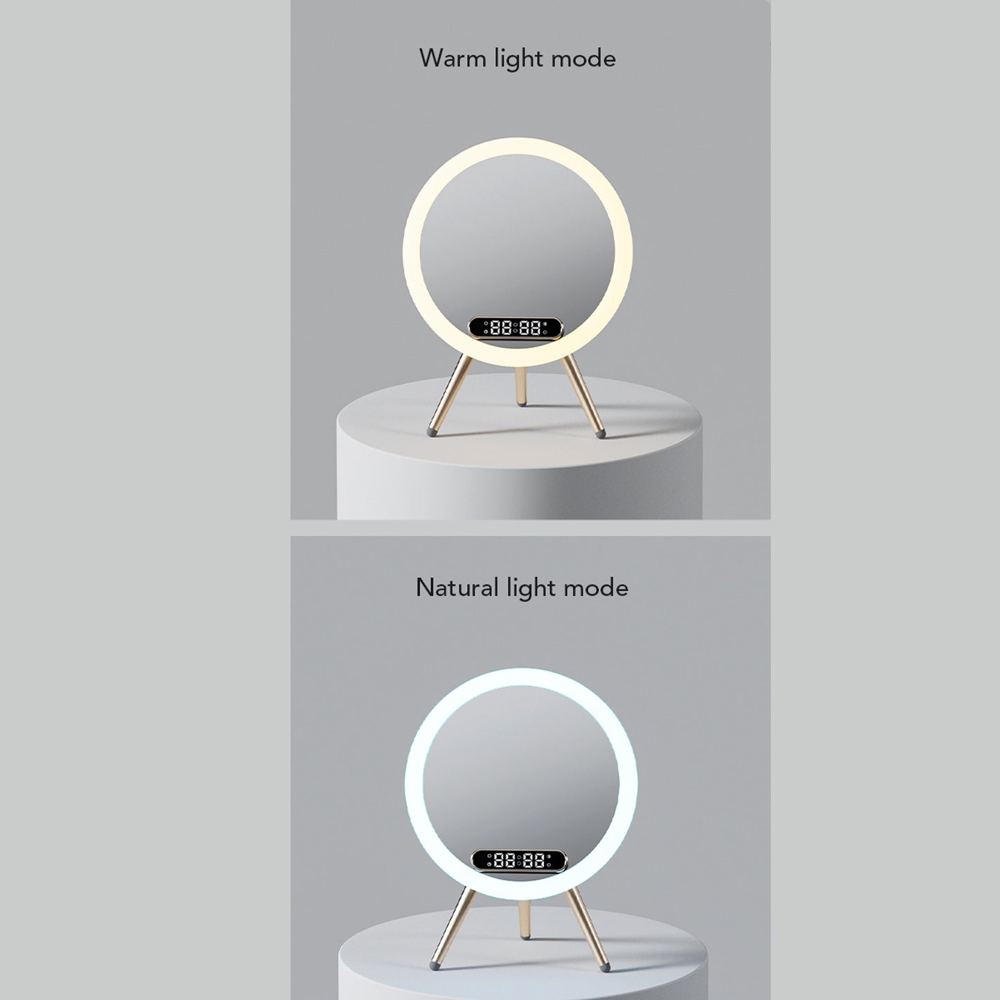 New Multi-functional LED Mirror Alarm Clock Wireless Charger Digital Clock Time USB Table Clock