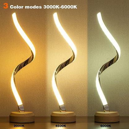 Modern Minimalist Spiral Table Lamp | LED | Touch Control | Dimmable | Eye-Friendly