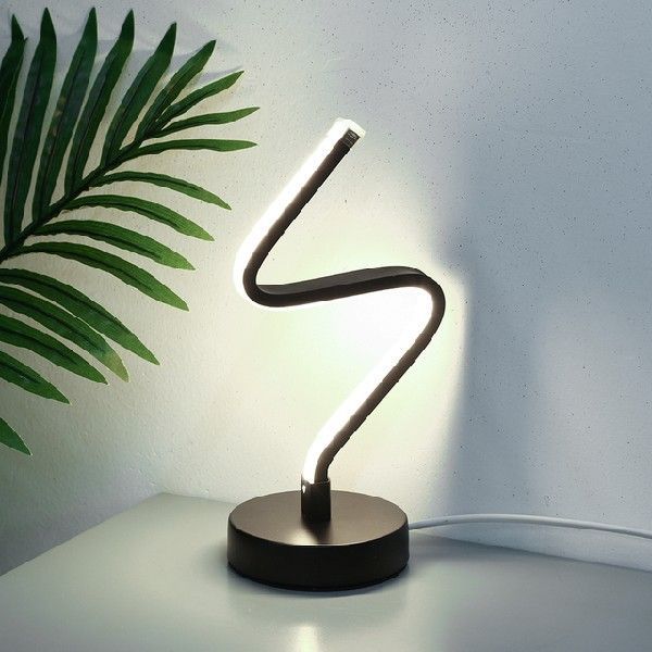 Modern Spiral LED Desk Lamp - Minimalist Iron Bedside Light with Warm & White Lighting Options