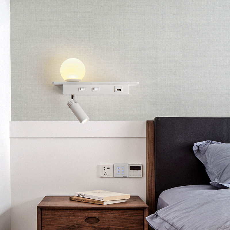 Bedside Lamp With USB Port Shelf