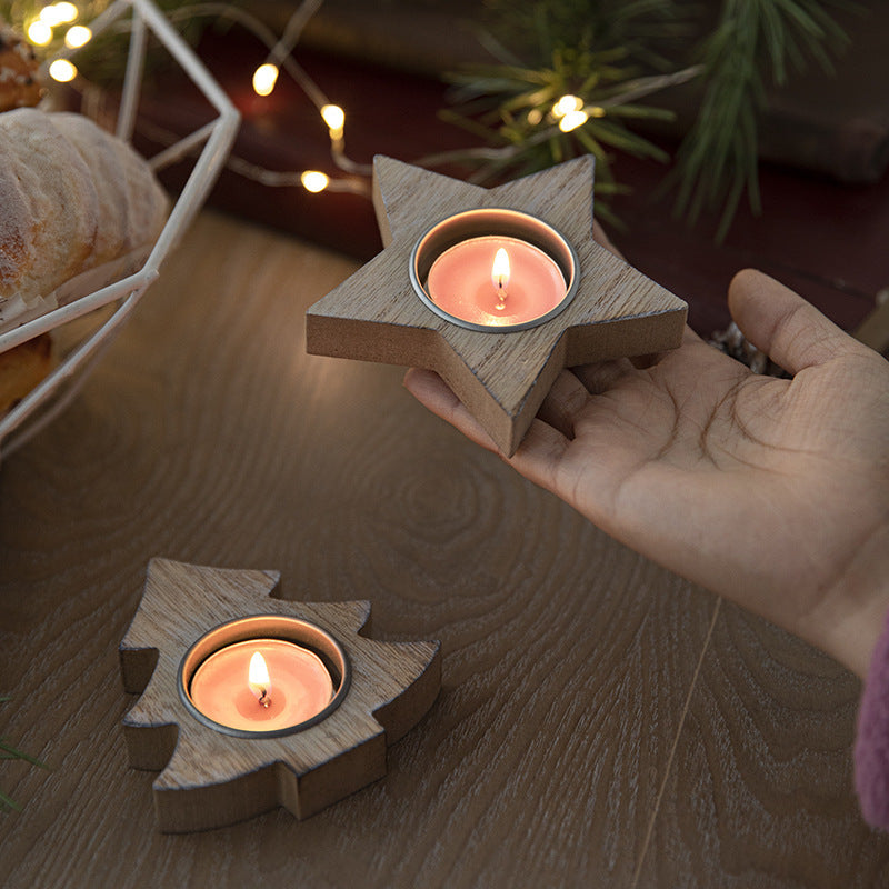 Nordic Wooden Christmas Candlestick Ornaments