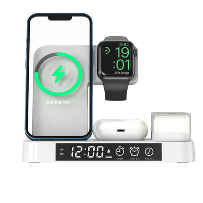 4-in-1 Multifunction Wireless Charger Station with Alarm Clock Display