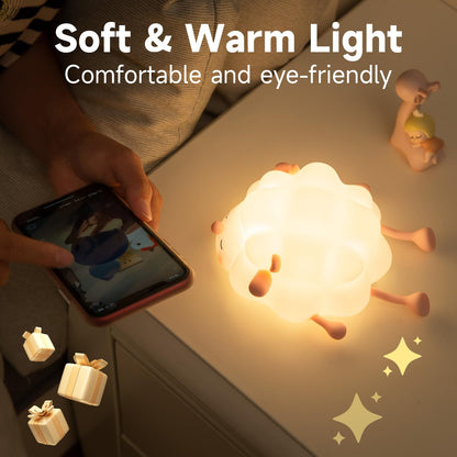 Sheep Night Light | Soft Silicone | Adjustable Brightness | 30-Minute Timer | Children's Room Decor