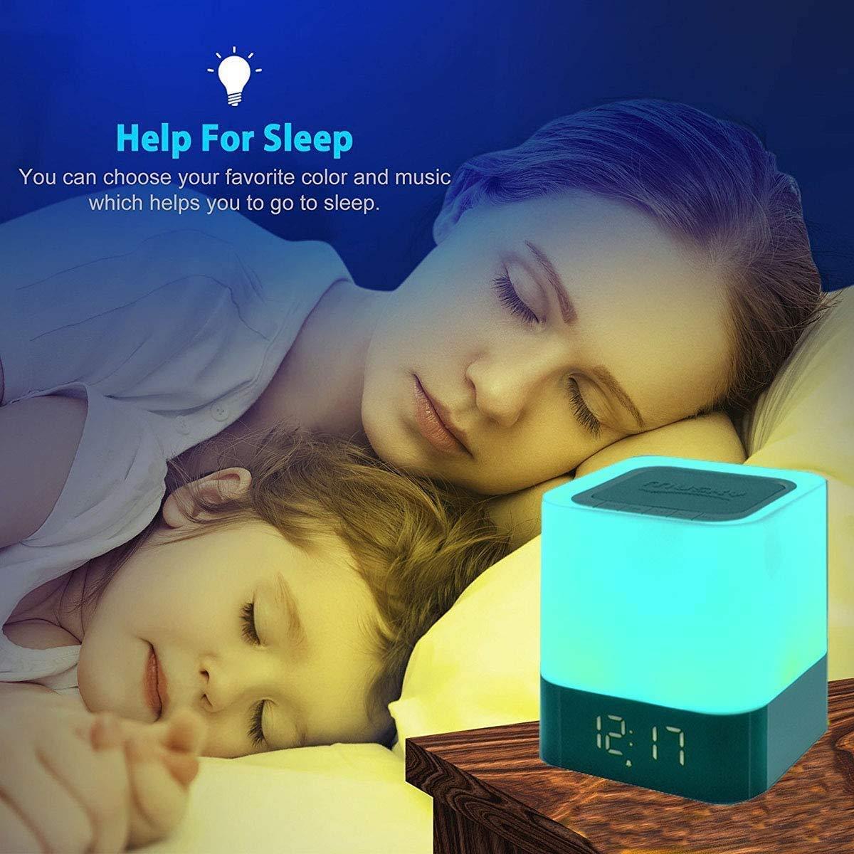 Bluetooth Speaker with Alarm Clock and LED Light