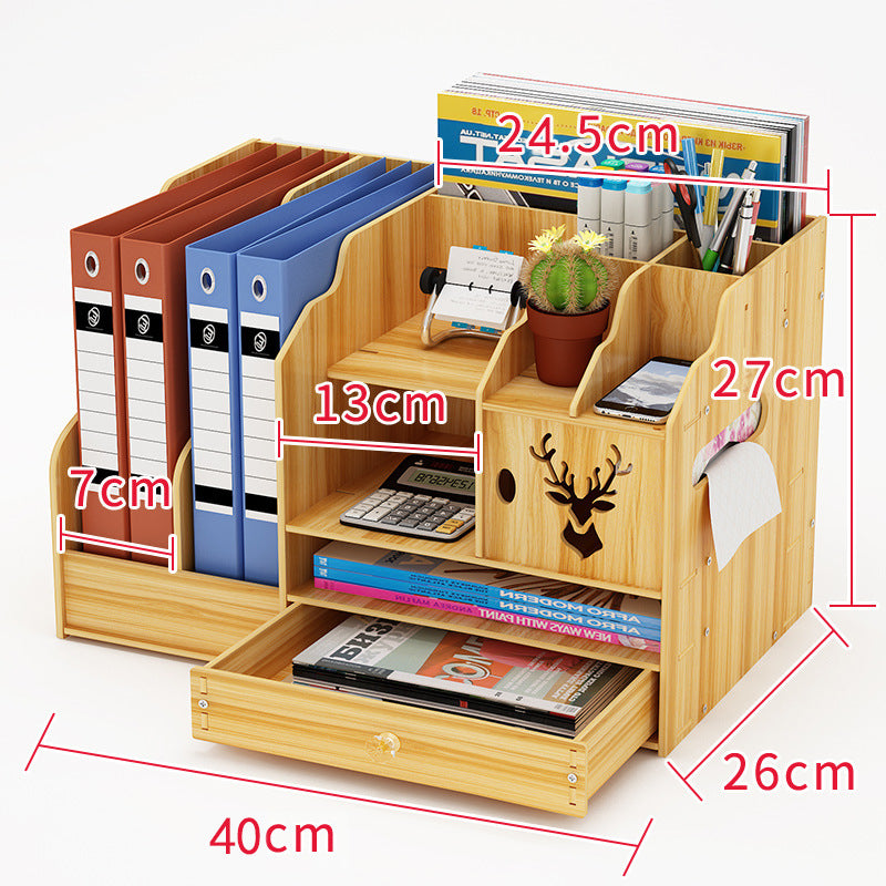 Large Wooden Desktop Shelf | Foldable | Punch-Free | Multi-Purpose | Office Storage