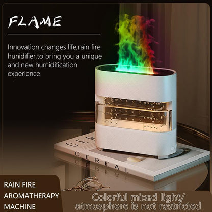 Rain Cloud Fire Humidifier Water Drip - 3-in-1 Aromatherapy Diffuser with Flame Effect and White Noise for Relaxation - OptiChoice