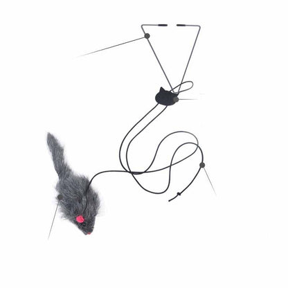 Pet Telescopic Hanging Door Mouse Toy for Cats â€“ Adjustable Rope & Swinging Action - OptiChoice