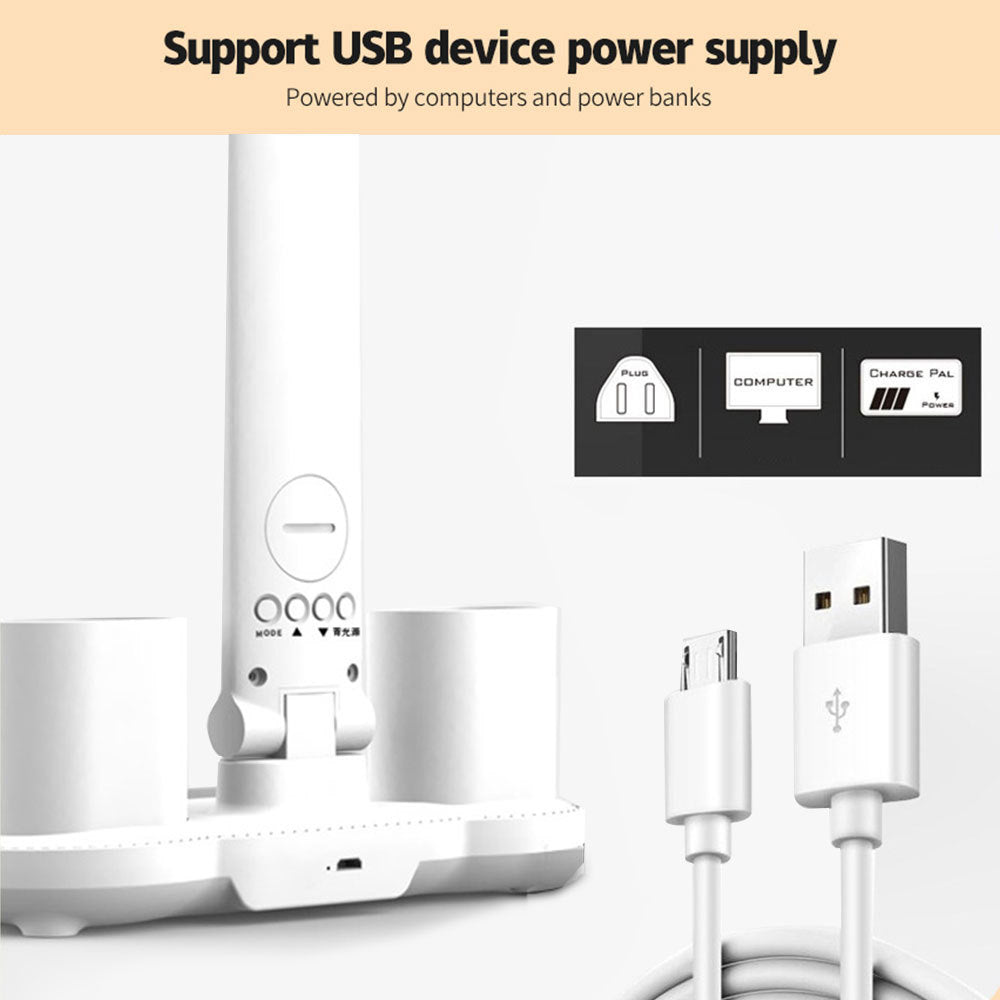 LED Desk Lamp with Calendar, USB Charging, Touch Control, and Pen Holder - OptiChoice