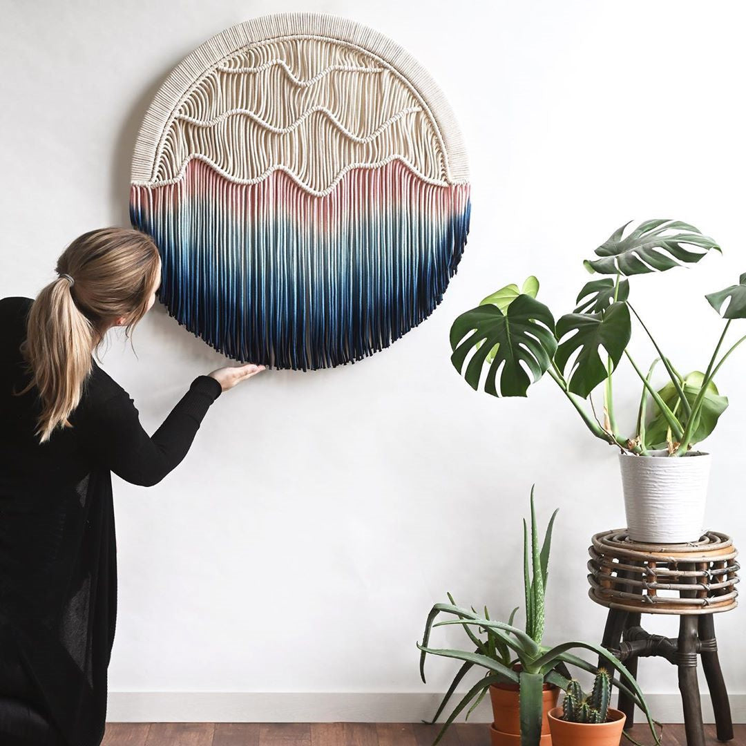 Nordic Hand-Dyed Round Tapestry | Bohemian | Cotton | Wall Hanging | Home Decor